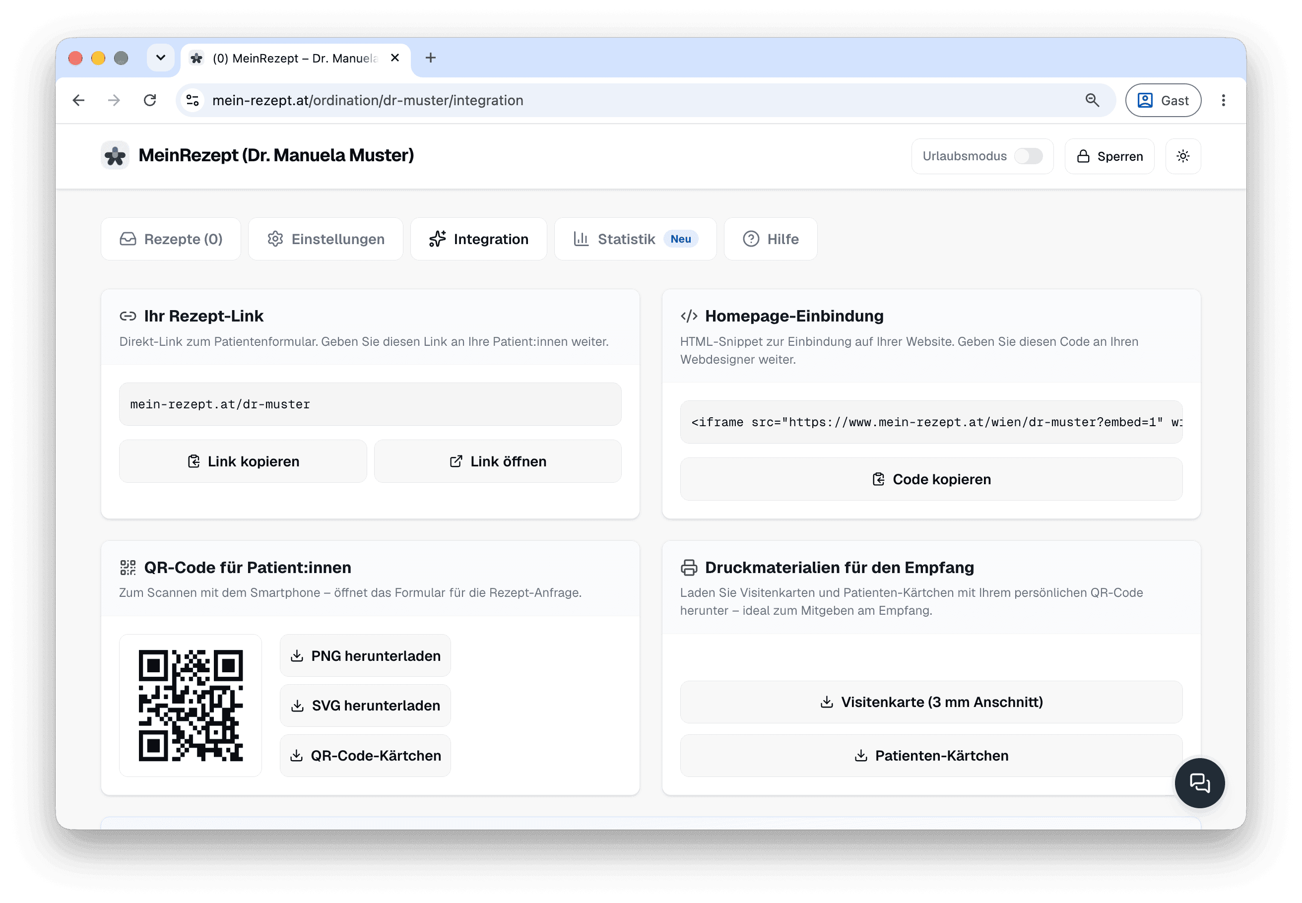 Integrationen im Ordinations-Dashboard