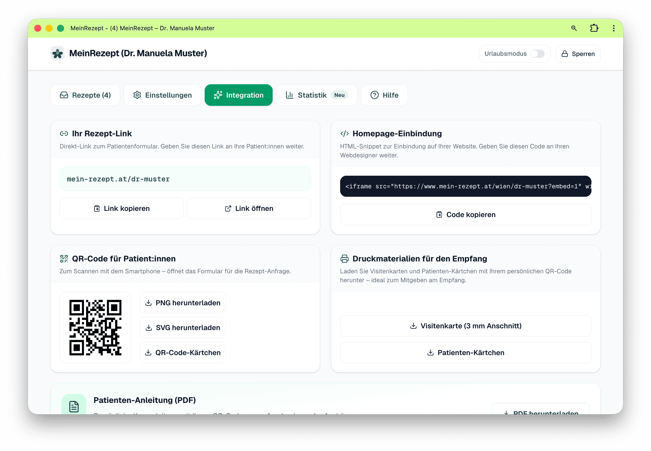 Integrationen im Ordinations-Dashboard