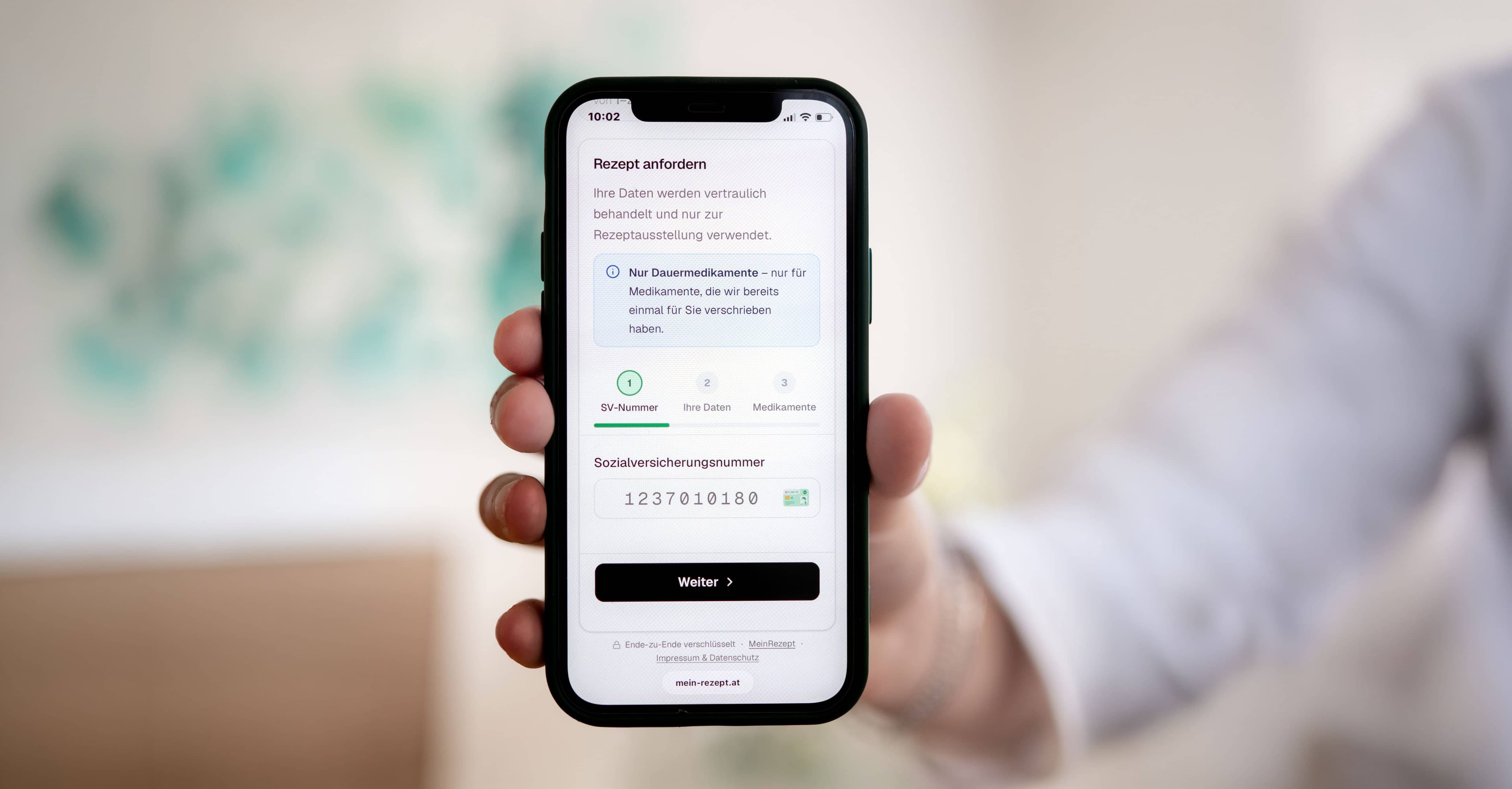 MeinRezept: Rezeptformular auf einem Smartphone